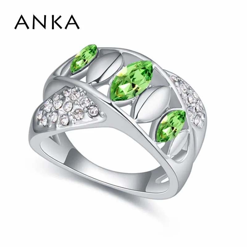 

ANKA Brand Vintage Retro Water Drop Ring Rhodium Plated Crystals from Austrian Crystal Ring #112957