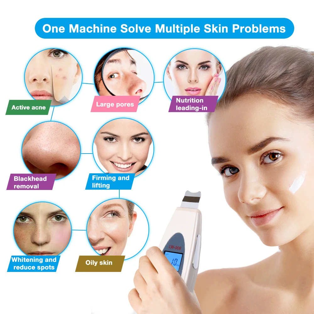 Konmison ultrasuoni Scrubber detergente detergente viso rimozione dell'acne massaggiatore per ultrasuoni viso Peeling Clean Tone Lift