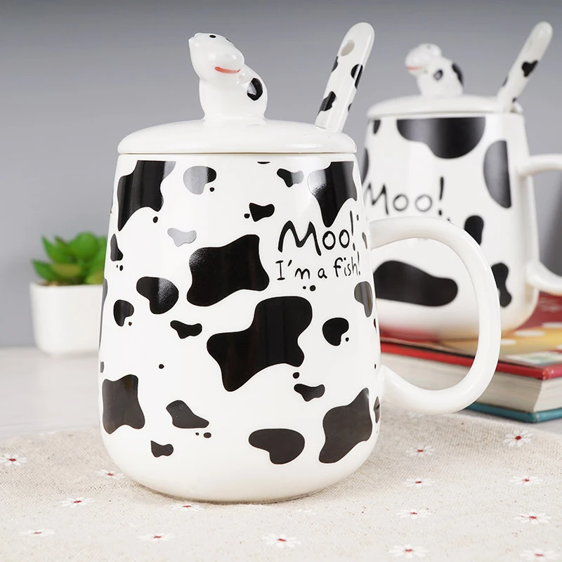 ホット かわいいデザインのクリエイティブ4ミリリットル4乳牛の水容器セラミックマグコップやマグカップコーヒーマグ磁器のティーカップふたつき Mugs Aliexpress