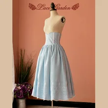 Женская модная кружевная садовая юбка с цветочной вышивкой и высокой талией