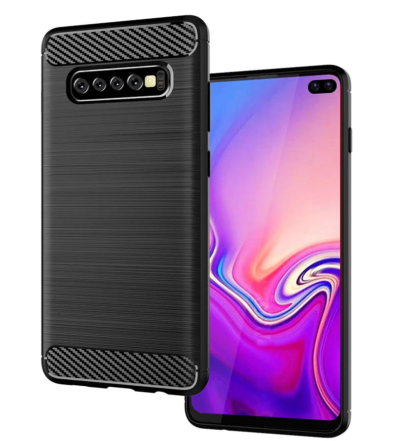 For Galaxy S10 Plus Cover Shockproof Carbon Fiber Soft Silicone Phone Back Case for SSMSUNF S10+ S10E Protective Bumper Fundas (1)