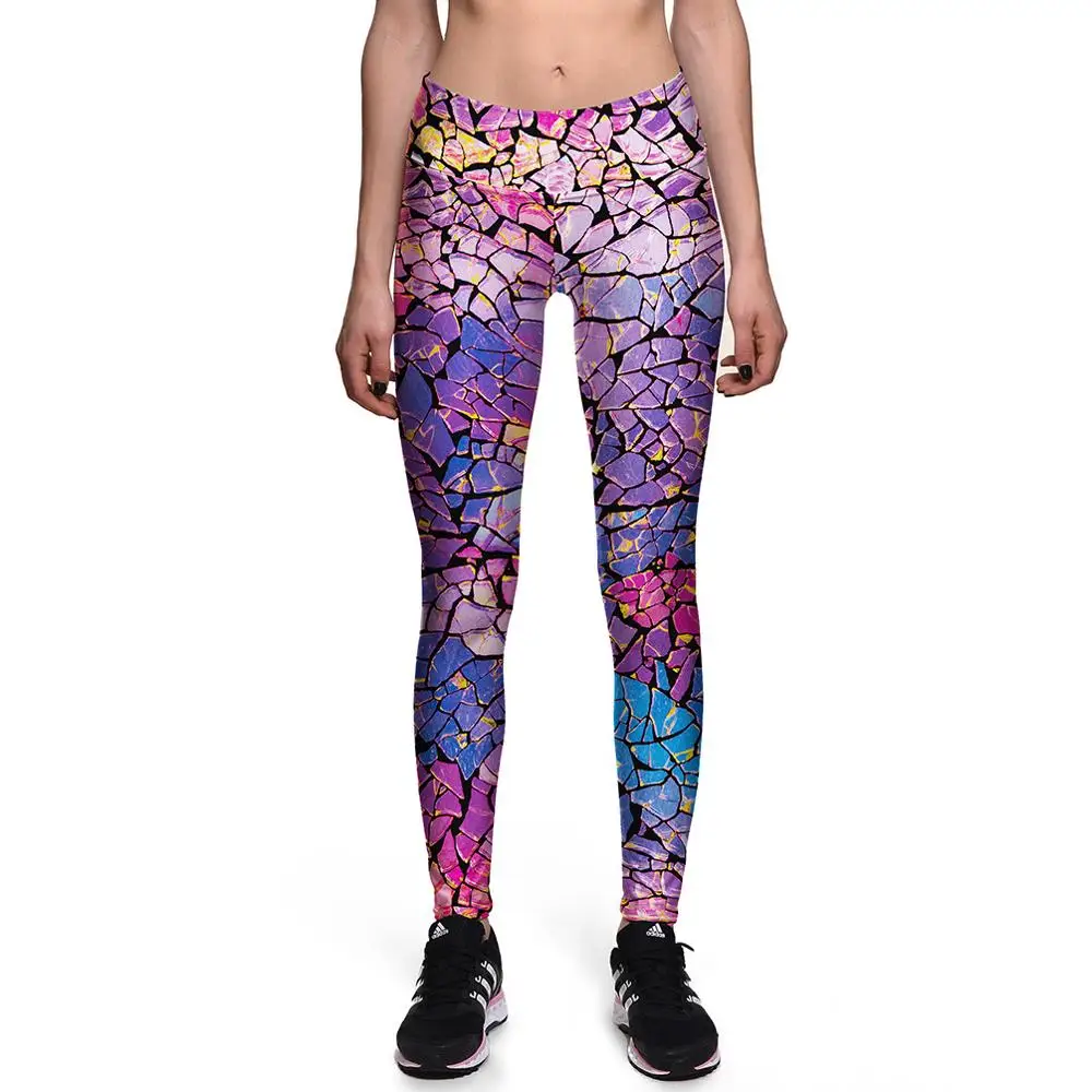 Purple Violet Mosaic glass New ladies Leggings ice color digital