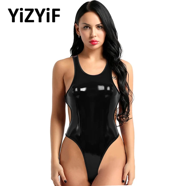 YiZYiF Womens Adult High Cut Thong Bikini Bodysuit Nightwear Sleeveless One  Piece Monokini Swimsuit