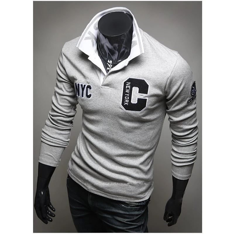 

Hot Sale New 2017 Fashion Brand Men Polo shirt Solid Color Long-Sleeve Slim Fit Shirt Men Cotton polo Shirts Casual Shirts