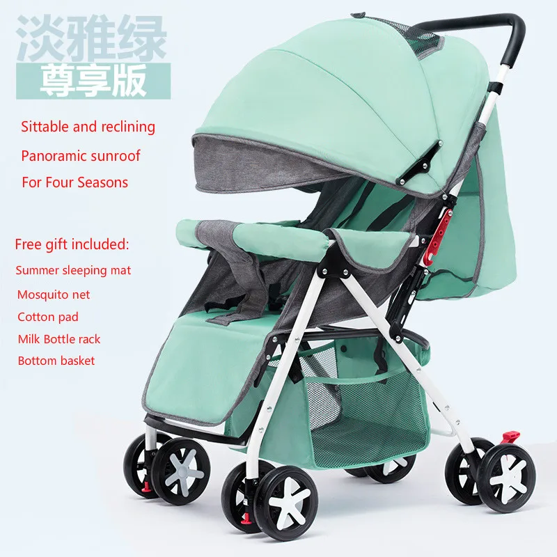 

Baby Trolley Can Be Easily Used In Reclining Umbrella Trolley, Portable Folding Child Trolley, Four-wheeled Baby Stroller