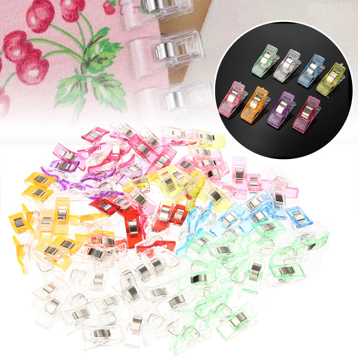 

100pcs Mixed Plastic Clear Sewing Clips Cloth Holding DIY Patchwork Fabric Quilting Craft Accessories Home Office Supply