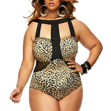 3xl размера плюс Леопардовый цельный купальник женский бандажный бюстгальтер с вкладышами пуш ап пляжный Монокини-купальник купальный костюм