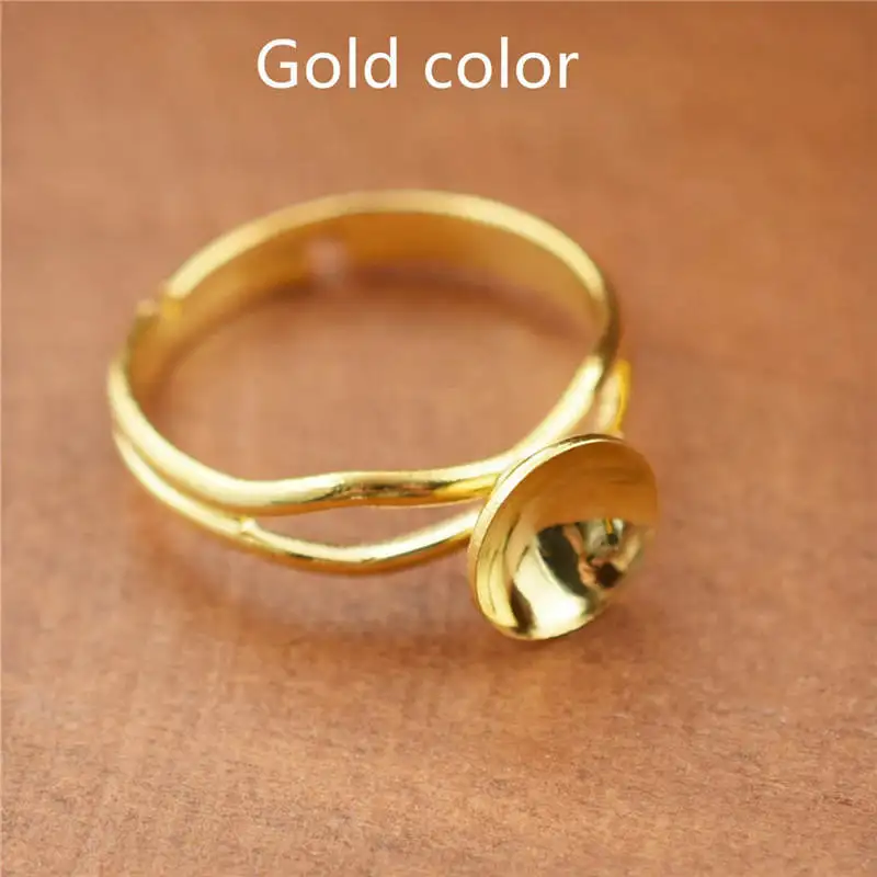 10 шт., регулируемые 8 мм медные кольца, установочная основа для ювелирных изделий, аксессуары, амулеты бронзового золотого серебряного цвета - Цвет: gold color