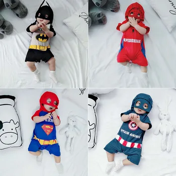 

newborn baby bodysuits short sleevele baby clothes baby Jumpsuit Cotton baby clothing Infant sets Spider-Man Superman Batman