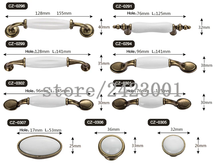 Европейская антикварная мебель белые керамические дверные ручки для ящиков Кухня шкафа одно отверстие ручки расстояние между отверстиями 76/96/128 мм