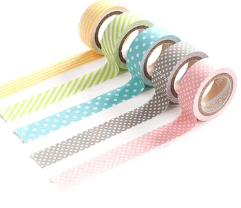 

5 Rolls Colorful Cute Washi Tape Adhesive Sticky Paper Masking Tape Crafts Decor