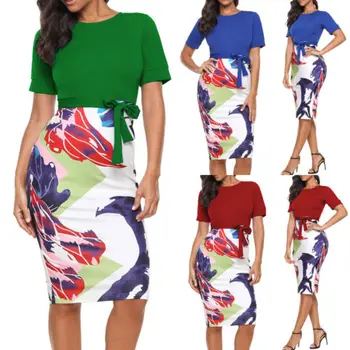 

2018 New Fashion Hot Sexy Charming Women Summer Floral Print Bandage Bodycon Party Cocktail Formal