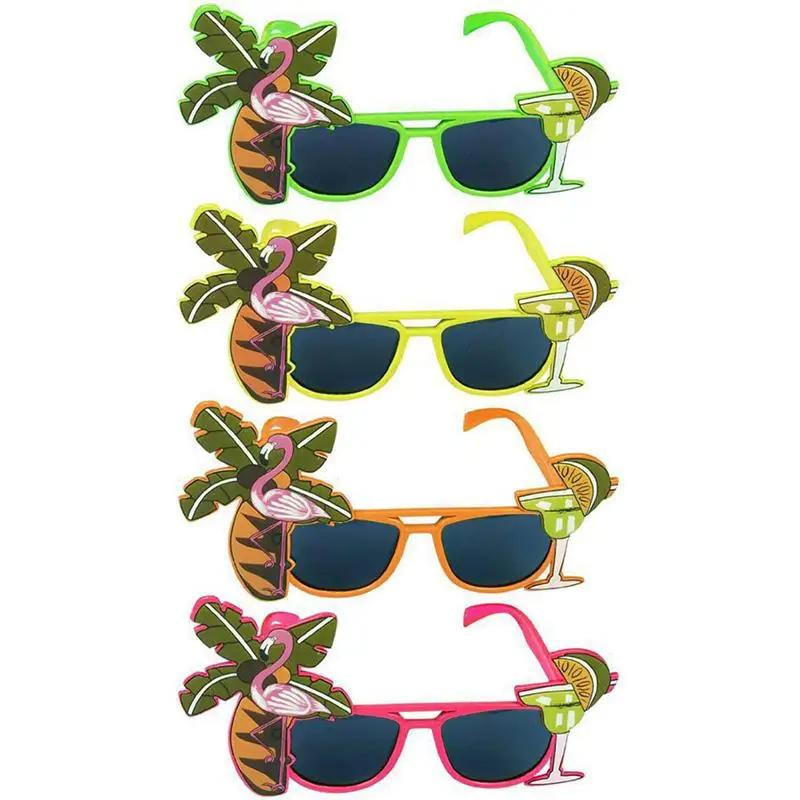 

Party Sunglasses Lemon Cup Flamingo Coconut Tree Decorated Sunglasses for Beach Party Supply Hawaii Themed Photo Booth Props