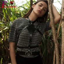 Сексуальный кожаный портупея цепь металлический эротический нагрудный ремень стимпанк готический полые ремни регулируемые вечерние Rave женский бюстгальтер укороченный топ