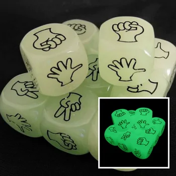 

5 PCS Fluorescence Mora Dice Creative Design 2*2 cm Finger-guessing Game For KTV Bar Game Green Resin Material