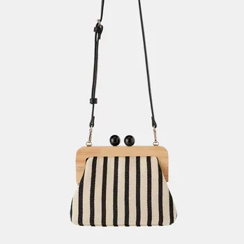 

New fashion wooden clip ladies shoulder bag summer travel beach bag luxury handbags ladies shoulder bag designer 2019