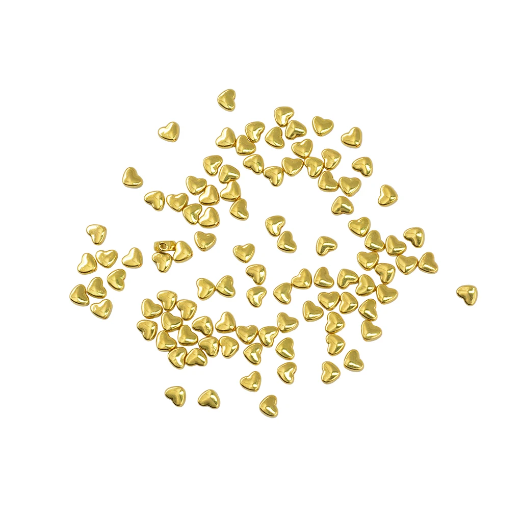 

100pcs 5mm Mini Glitter Alloy Love Heart Spacer Loose Beads for Jewelry DIY Making Gold /Silver Colors
