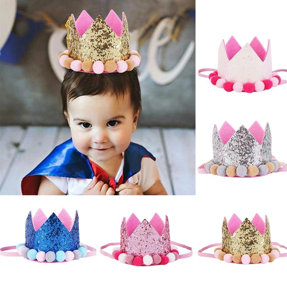 Bebe Fille Garcon Pom Pom Brillant Paillettes Couronne Bandeau Anniversaire Cheveux Accessoire Accessoire Nouveau Aliexpress