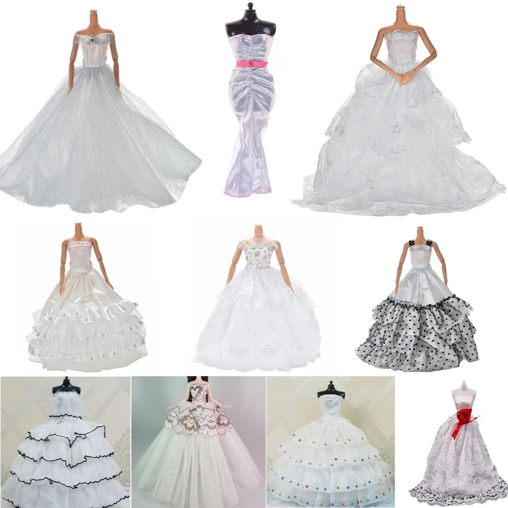 

1Pcs Elegant Summer Clothing Gown For doll Handmake white wedding princess Dress Doll Party Dress