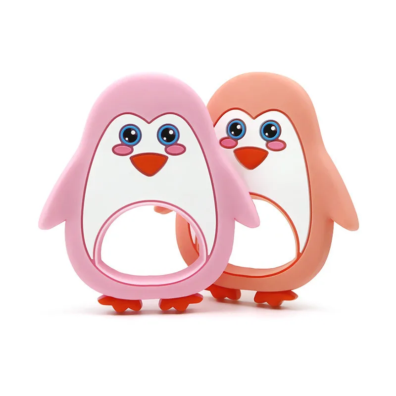 

Baby Teethers Ring Training Food Silicone Cute Penguin Toddler DIY Chew Toy Teething Gift Infant Oral Care Baby Newborn Products