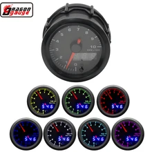 Dragon gauge 52 мм Высокоскоростной шаговый двигатель 7 цветов светодиодный Тахометр с двойным дисплеем для гоночных автомобилей измеритель оборотов