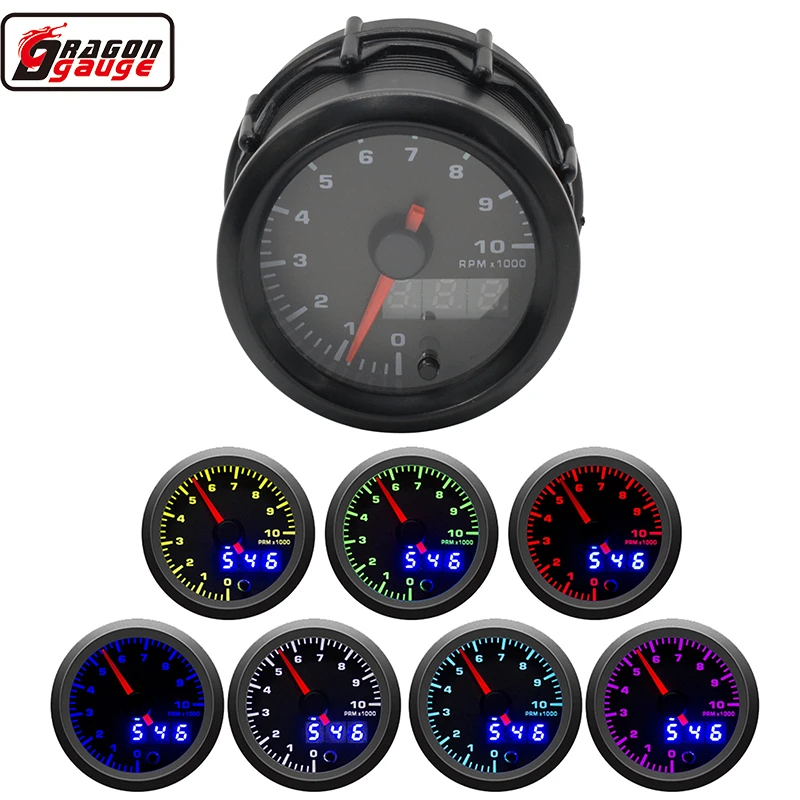 

Dragon gauge 52mm High speed stepper motor 7 Colors LED Dual Display Racing Car Tachometer RPM Gauge Meter Free Shipping
