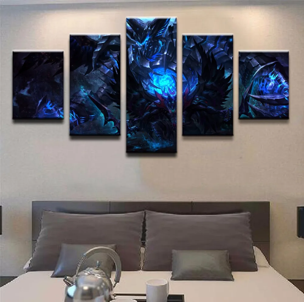  Wall Art Painting Canvas Printed 5 Panel Dark DOTA 2 Sword Terrorblade Warrior Game Poster Artwork 