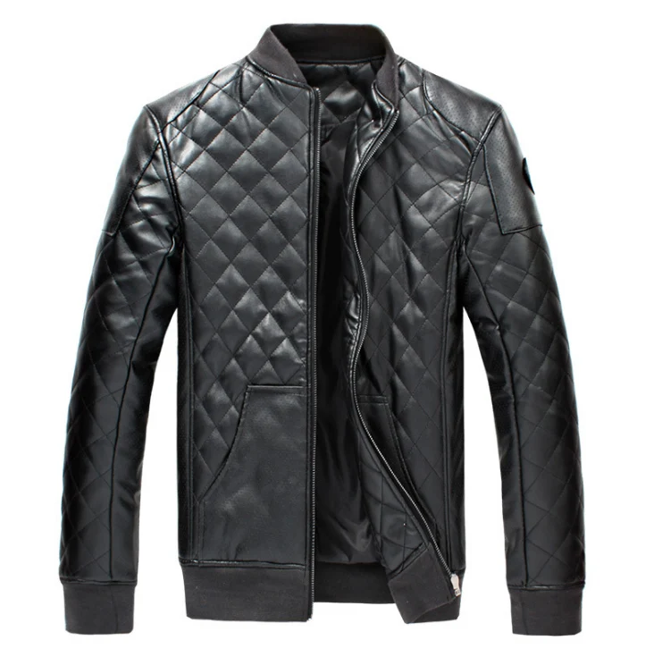 Men's Motorcycle Jacket PU Leather Black Racing Motorcycle Jacket ...