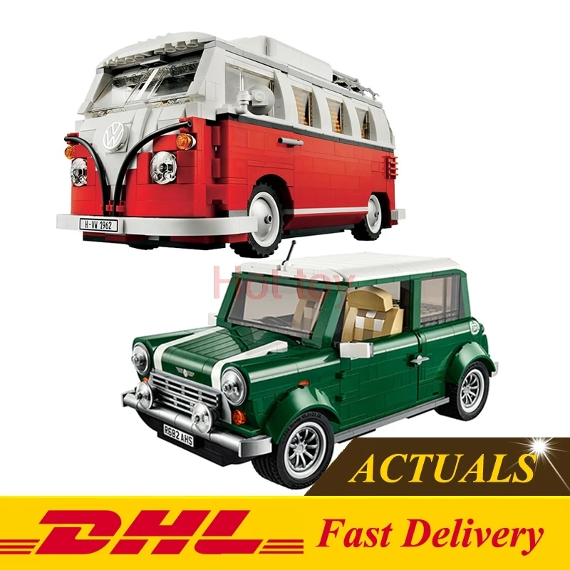 

LEPIN 21001 Volkswagen T1 Camper Van+21002 compatible Technic series Cooper MK VII Model Kits Blocks Bricks Toys 10242