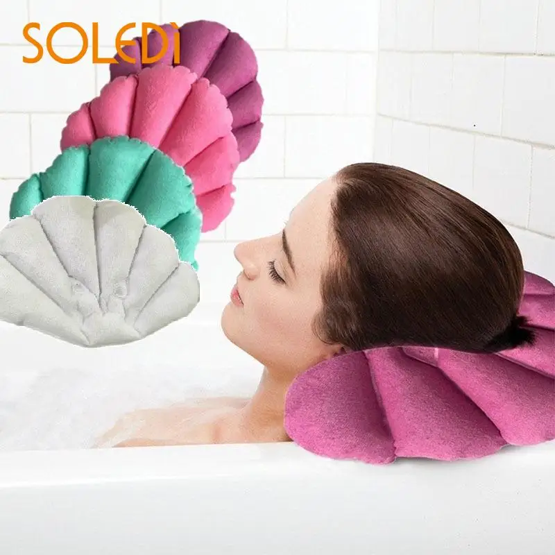 

Bathroom Inflatable Bath Spa Pillow Head Back Neck Cushion Bathtub Relaxing Bathtub Cushion Bathroom Accessories Random Color