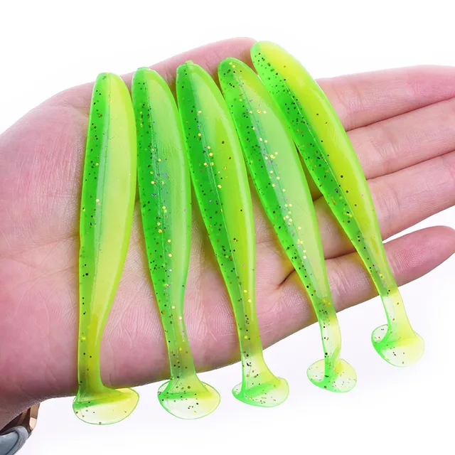 Proleurre Shad Worm Soft Bait 95mm 75mm 50mm T Tail Jigging Wobblers Fishing Lure Tackle Bass Pike Aritificial Silicone Swimbait B