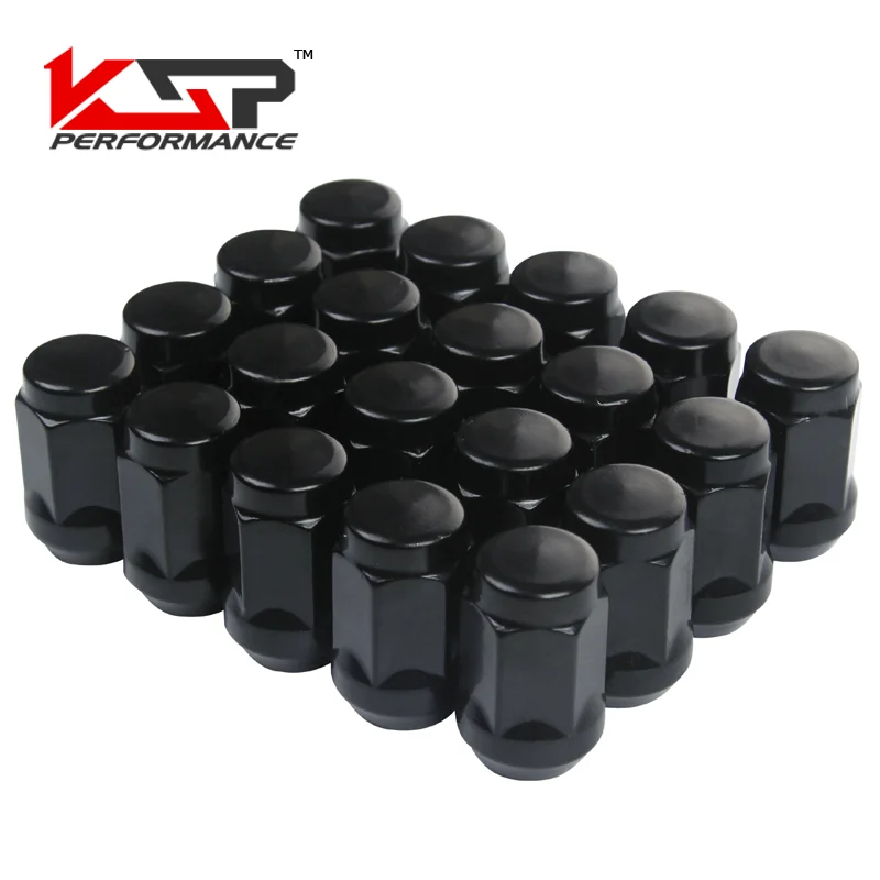 

Roll over image to zoom in KSP Set of 20 Black Bulge Lug Nuts -Threads Size M12x1.5 - Conical Cone Taper Acorn Seat Closed End