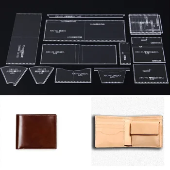 

Acrylic Template Leather Pattern Handmamde wallet DIY Hobby Leathercraft Sewing pattern stencils 110X95X20mm