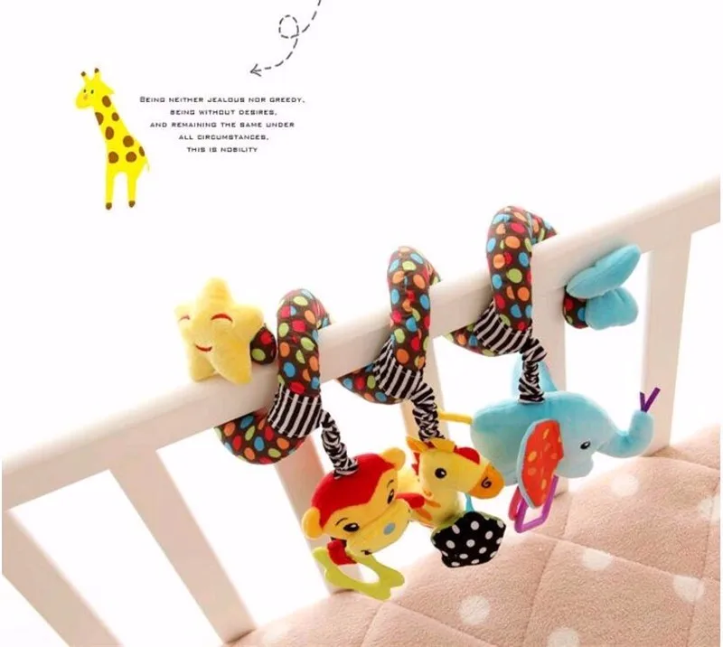 Детская плюшевая кроватка спиральная подвесная Мобильная игрушка для животных подарок для новорожденных детей 0-12 месяцев детская коляска погремушка обучающие игрушки
