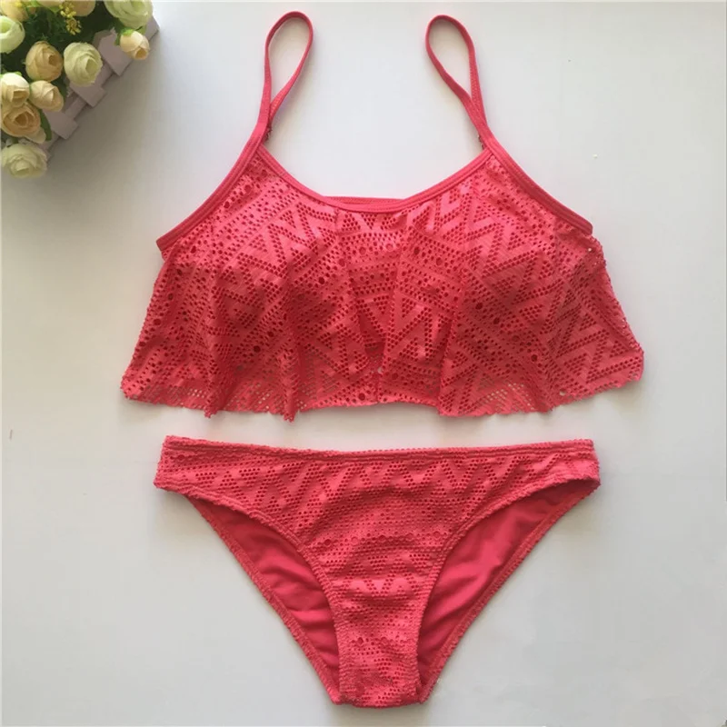 

Women Ruffle Swimsuit Bikini Beach Bathing Suit Printed Push Up Bikini Set L44