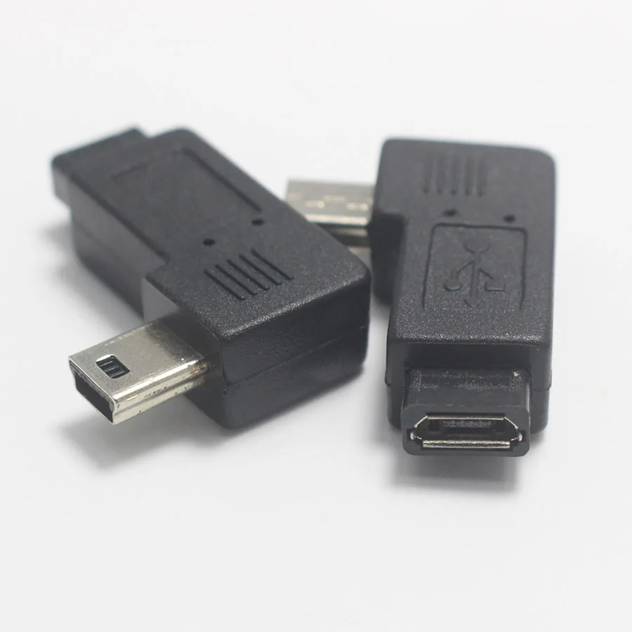 1 шт. 90 градусов левый и правый угловой мини-usb 5-контактный разъем для Micro USB Мужской адаптер для синхронизации данных разъем Micro USB для мини-usb разъем