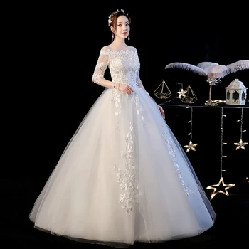 

Robe De Mariage Ball Gown Vintage half Sleeve Wedding Dresses Bride Wedding Gown Vestido de Noiva