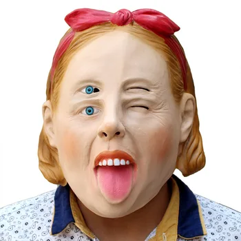 

Funny Latex Mask Halloween Terror Party Cosplay Costumes Props Human Face Double Eyes Mascaras Masks