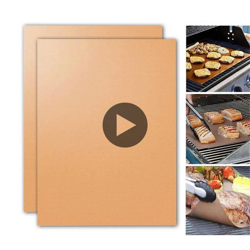 

2 pcs Reusable Non Stick BBQ Grill Mat Baking Easy Clean Grilling Fried Sheet Portable Outdoor Picnic Cooking Barbecue Tool
