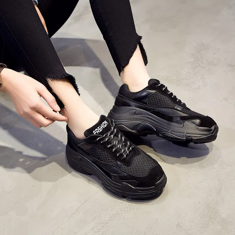 NEWDISCVRY/женские кроссовки на платформе со шнуровкой; коллекция года; модная женская прогулочная обувь на плоской подошве из кожи и сетчатого материала; женская повседневная обувь для папы