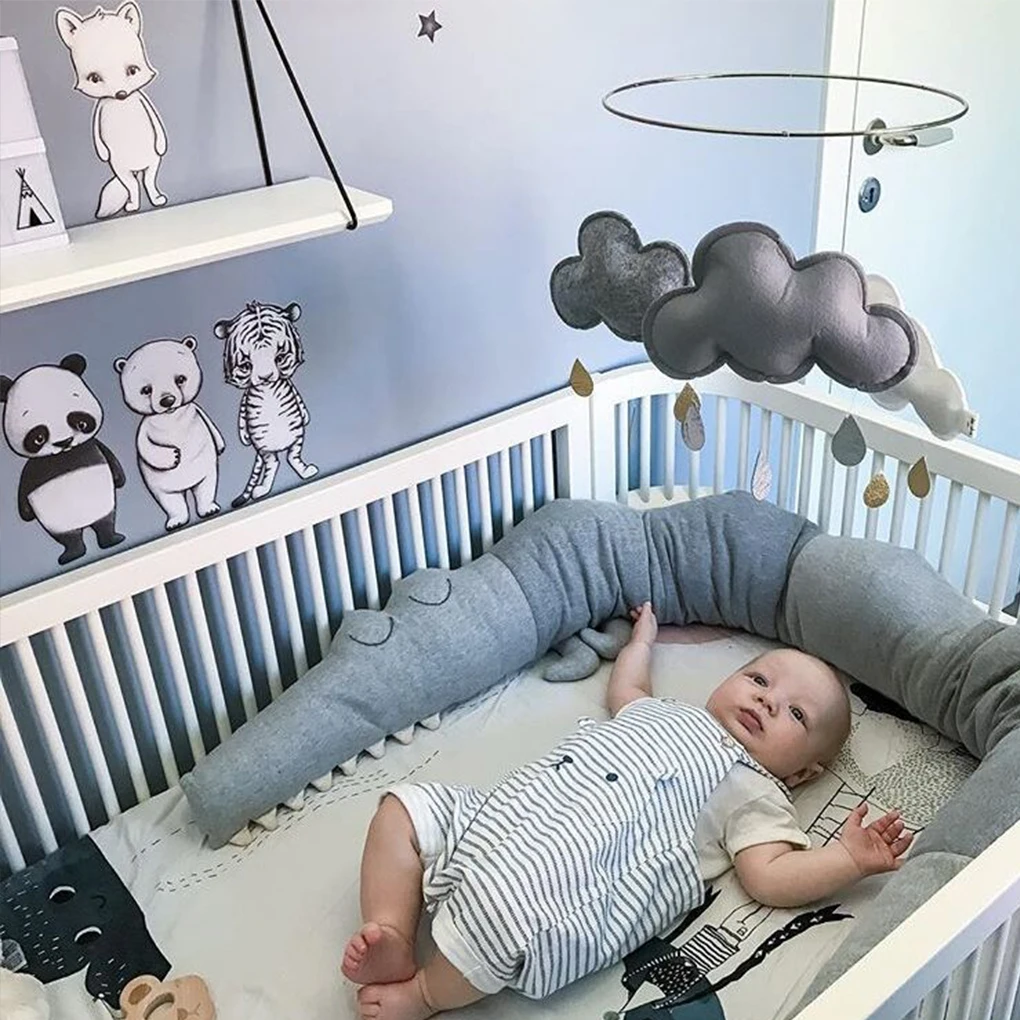 

Newborn Crib Bumper Comforting Crocodile Pillow Baby Room Decor Toys Bed Bumpers Infant Cot Protection Bedding Accessories 185cm