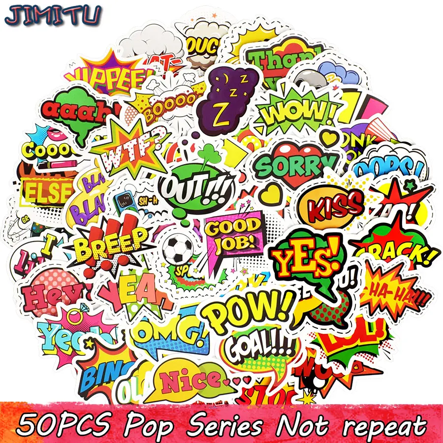 50 PCS Pop Style Text Sticker Toys for Children Creative Buzzword LOL Stickers Gadgets Gift to DIY Scrapbook Laptop Suitcase 46pcs box english text series retro style suitable for decorative stickers diy diary notebook scrapbook children s stationery