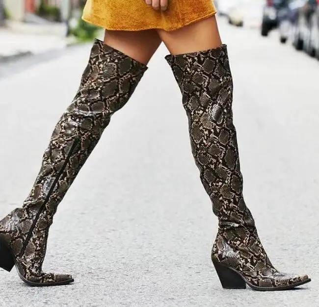 python print over the knee boots