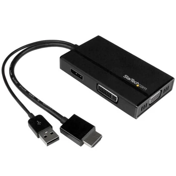 

StarTech.com Travel A/V Adapter: 3-in-1 HDMI to DisplayPort, VGA or DVI - 1920 x 1200, 3840 x 2160 pixels, 2.0 channels, Black,