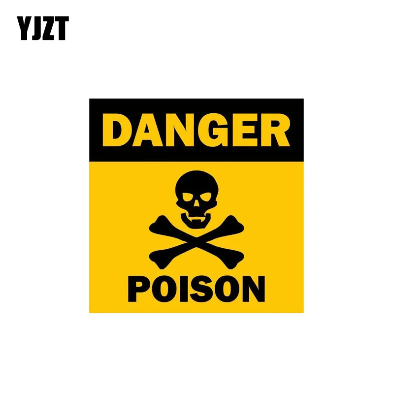 

YJZT 12.8CM*12.8CM Skull Funny Car Sticker Poison Danger Decal PVC 12-0755