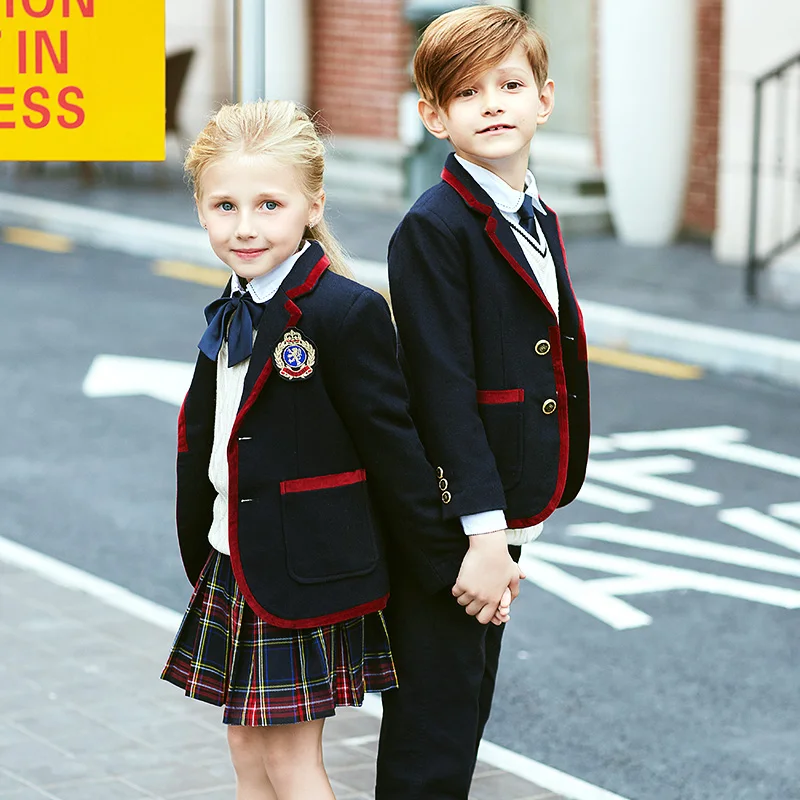 Высококачественная британская школьная форма для мальчиков и девочек, осенне-зимние костюмы для детского сада для студентов