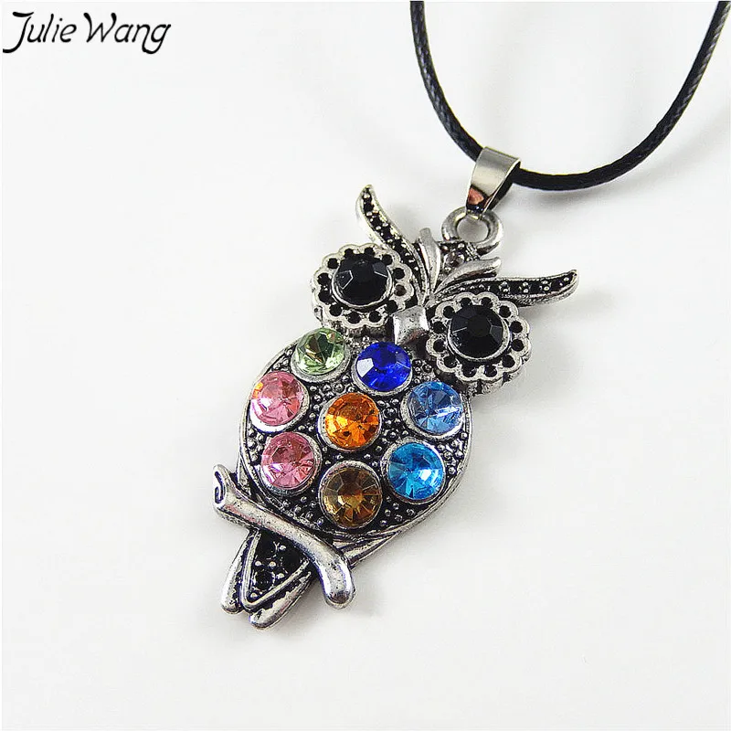

GraceAngie 1PC Cute Owl Shape Silver Tone Colorful Shiny Silver Acrylic Rhinestone Decor Pendant Necklace Fashion Women Jewelry