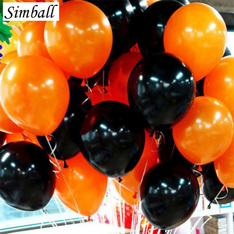 50 latex balloons orange and black for Halloween helium 12 inch Balloon NEW UK 
