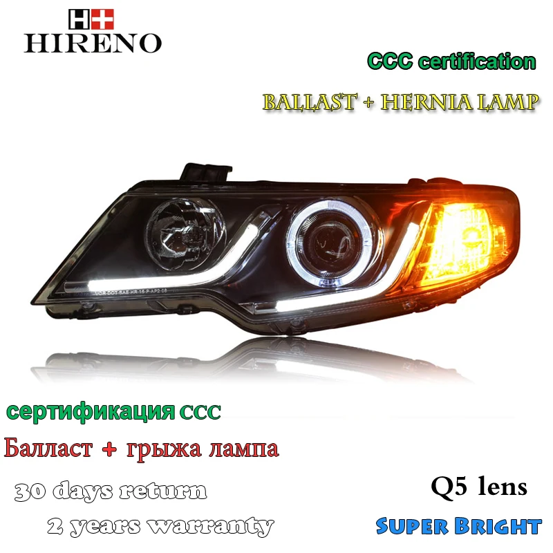 Hireno Headlamp for 2010 2014 KIA Forte Headlight Assembly LED DRL Angel Lens Double Beam HID