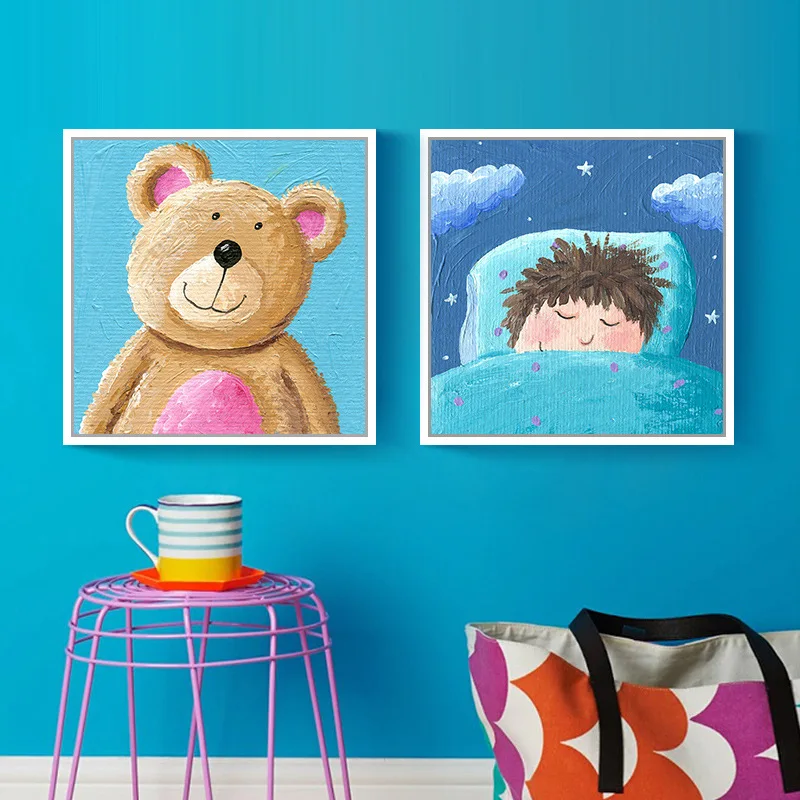 

Cartoon Baby Happy Paradise Painting Children Dream Canvas Art Print Poster Kawaii Wall Picture For Kids Room Decor Gift